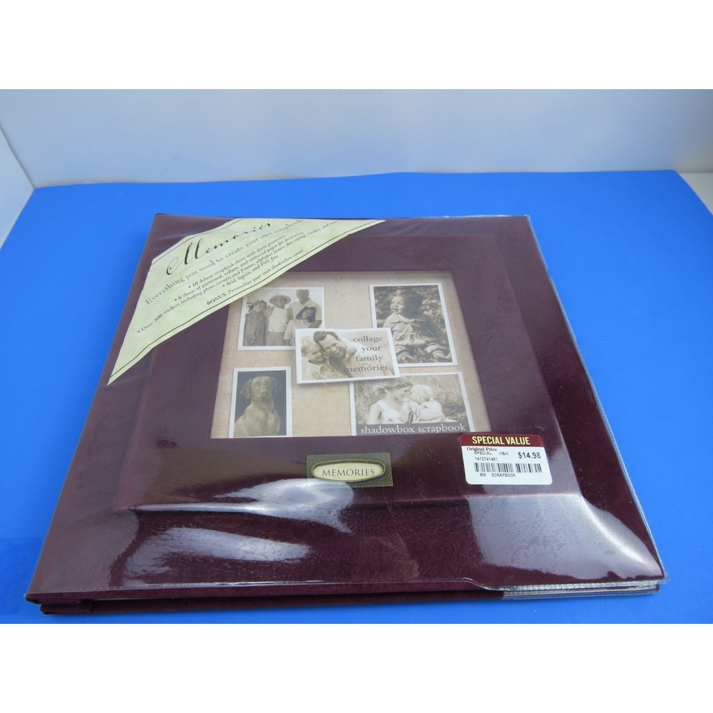 New Seasons Memories Scrapbook Album Shadowbox Cover Burgundy 12x12 74149